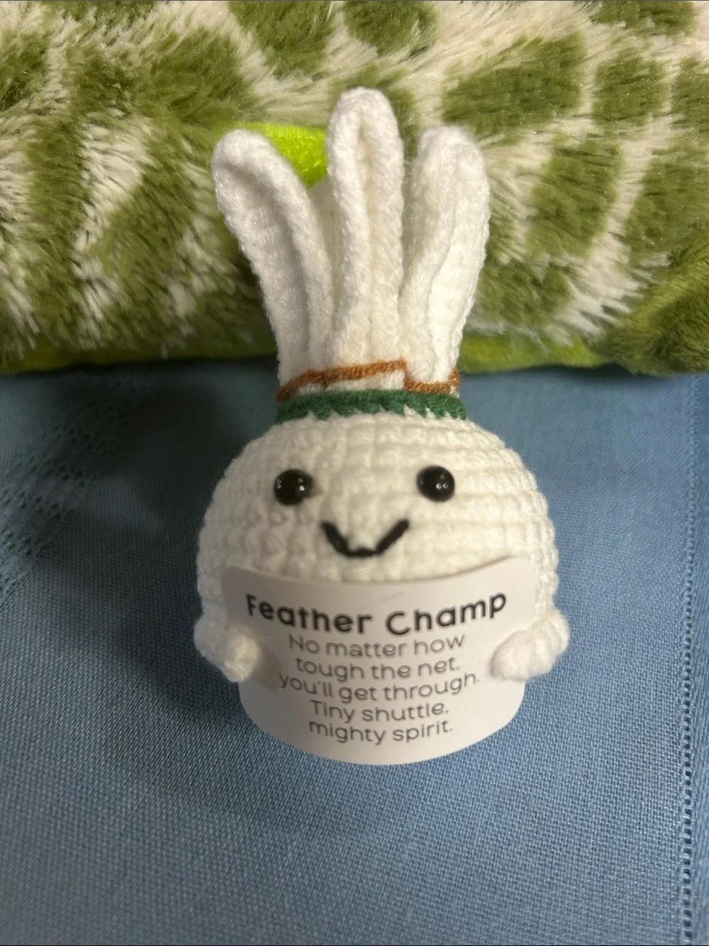 New Feather Champ Crochet Plush - White with Green Accent box of 12